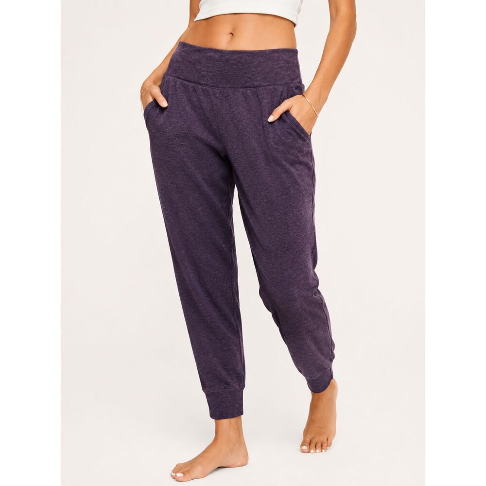 GAIAM Purple Heather Jogger Pants XS High Rise Lounge Athleisure Pockets